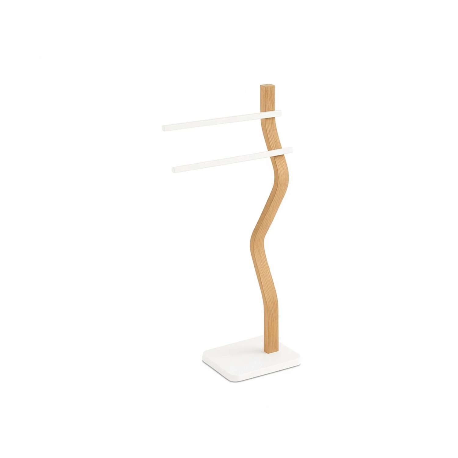 Relaxdays Handtuchständer Holz Weiß Freistehend mit 2 Stangen 86 cm x 37 cm x 18 cm 2,2 kg
