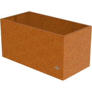 Rechteckiger Eleo Pflanzkübel Vernazza aus Cortenstahl, 40x80x40 cm, für Garten und Balkon.