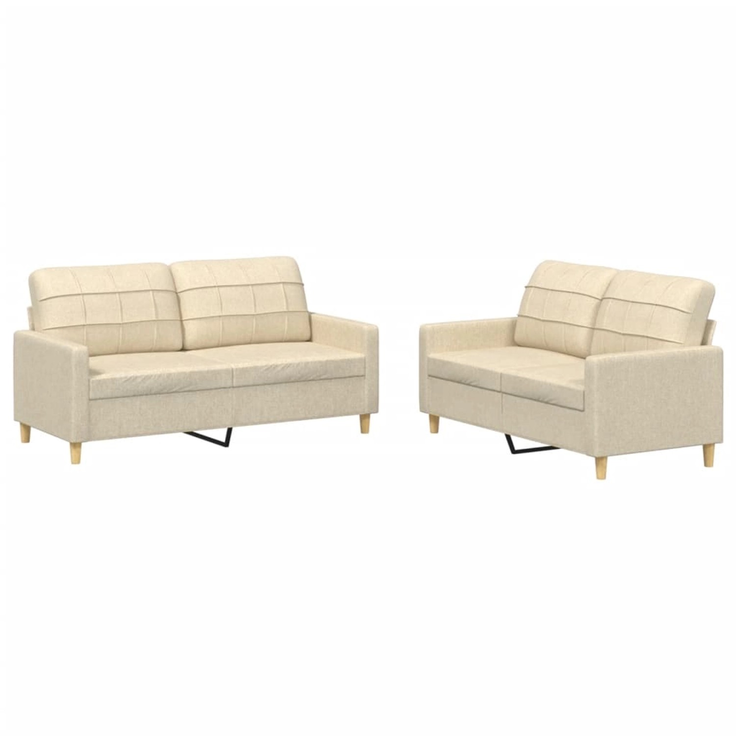 vidaXL 2-Tlg Sofagarnitur mit Kissen Creme Stoff 3201276 günstig online kaufen