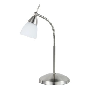 Paul Neuhaus Tischleuchte Pino aus Stahl mit Opalglas, flexibel und dimmbar.