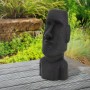 Anthrazitfarbene Moai Figur Rapa Nui (53,5 cm) aus Steinguss Kunstharz als Gartendeko.
