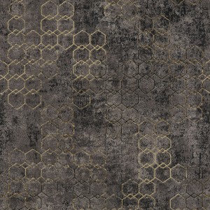 Bricoflor Vliestapete schwarz-gold mit Hexagon Muster, Sechseck Tapete im Industrial Look.