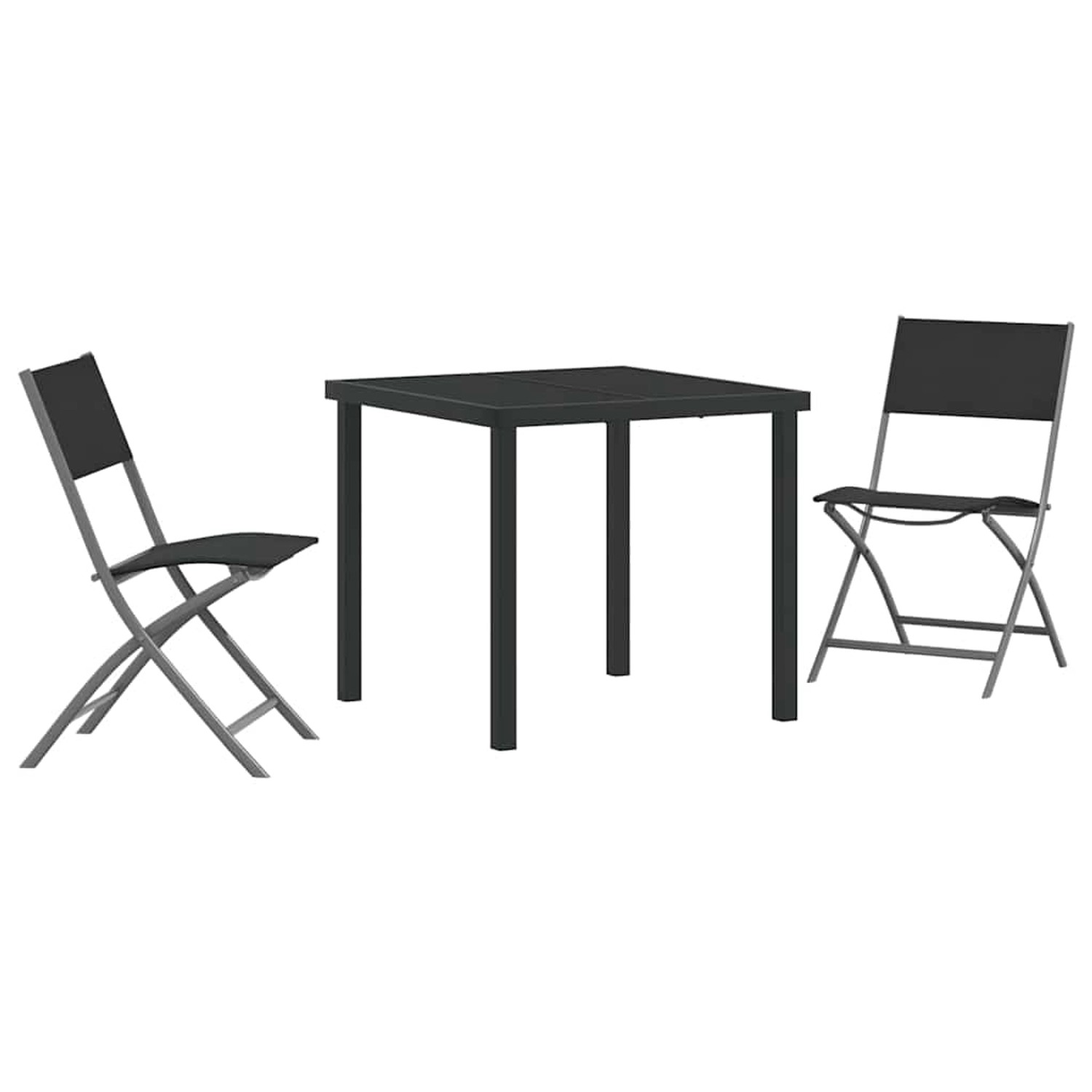 vidaXL Garten Essgruppe Falten 3-Tlg Schwarz Textilene und Stahl 3379373 günstig online kaufen