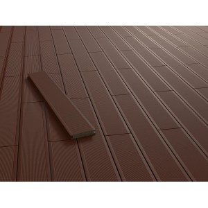 Braune Kovalex WPC Terrassendielen Vollprofil als Meterware