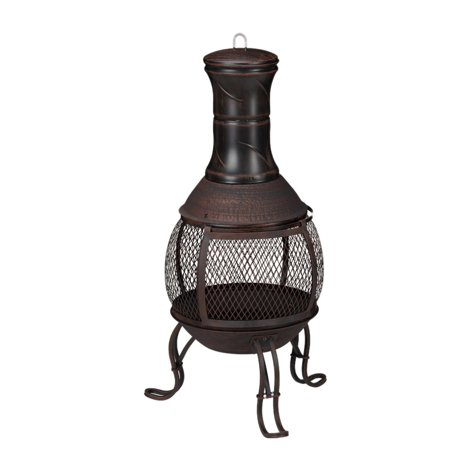 Relaxdays Aztekenofen Stahl Rot-Bronze Funkenschutzgitter 89 cm x 45 cm x 45 cm 7,2 kg