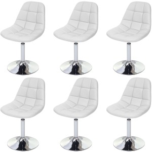 CHEFGASTRO Esszimmerstuhl 6er-Set 84x47x50cm Sitzhöhe 46cm Chrom Kunstleder Weiß