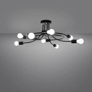 Schwarzer Sollux Lighting Kronleuchter Levar 8 mit acht Leuchtmitteln, Lampen & Leuchten.