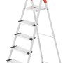 Hailo Alu-Haushaltsleiter XXL L80 Comfortline mit 6 Stufen und Ablageschale.