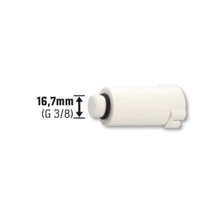 Weißer Abpress-Zapfen 16,7 mm (G 3/8) aus Kunststoff zum Verschließen von Wasserleitungen.