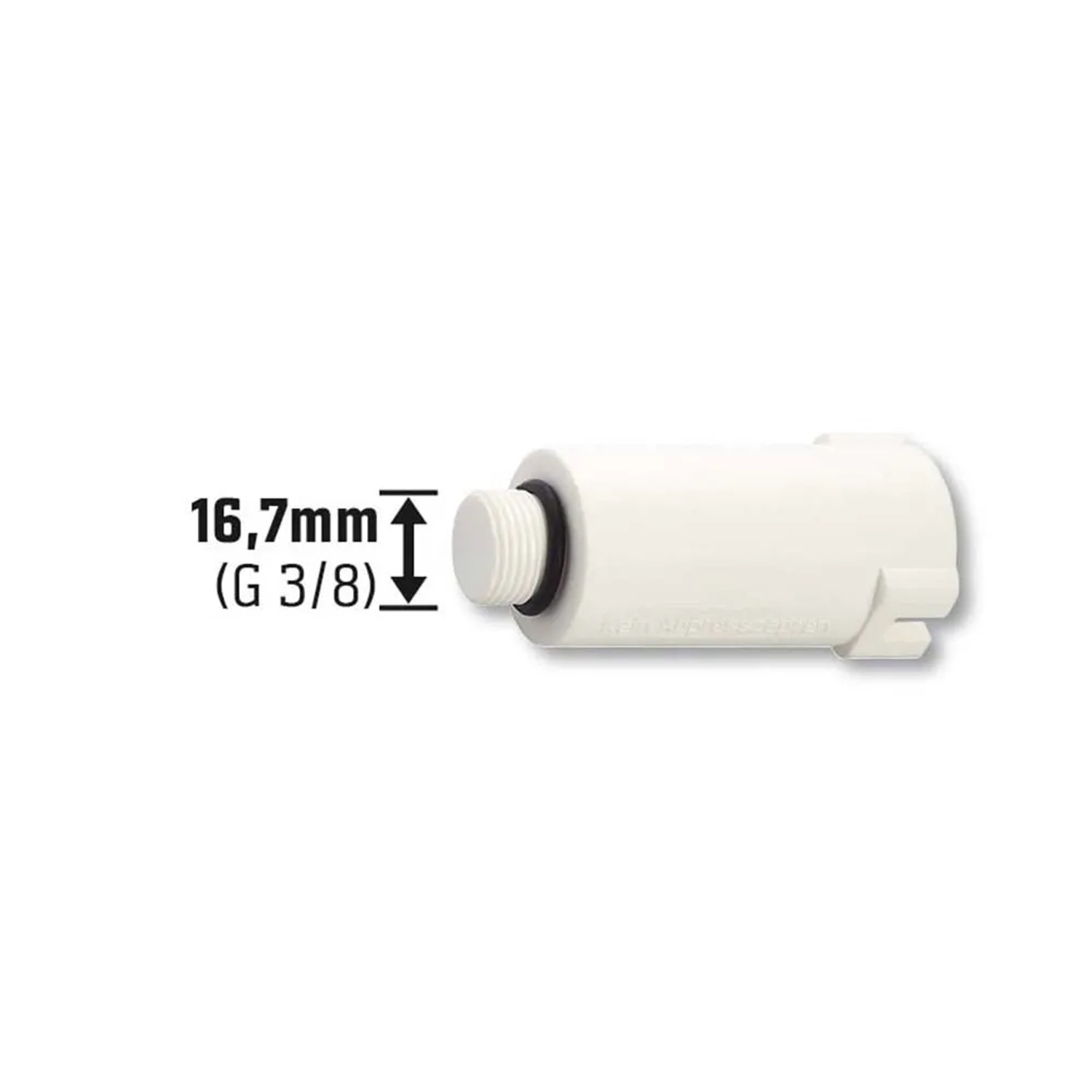 Weißer Abpress-Zapfen 16,7 mm (G 3/8) aus Kunststoff zum Verschließen von Wasserleitungen.