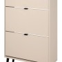 Furn.Design Schuhschrank Aldan in Samt, beige, mit 3 Klappen und schwarzen Füßen.