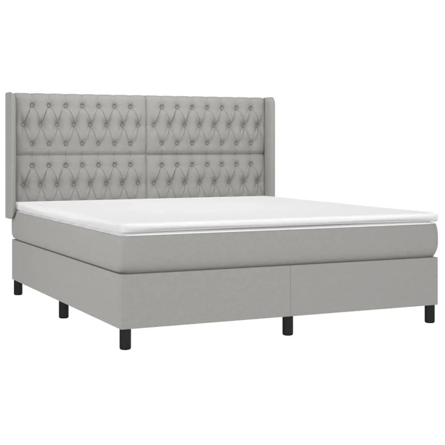 vidaXL Boxspringbett mit Matratze & LED Hellgrau 180x200 cm Stoff 3138573 günstig online kaufen
