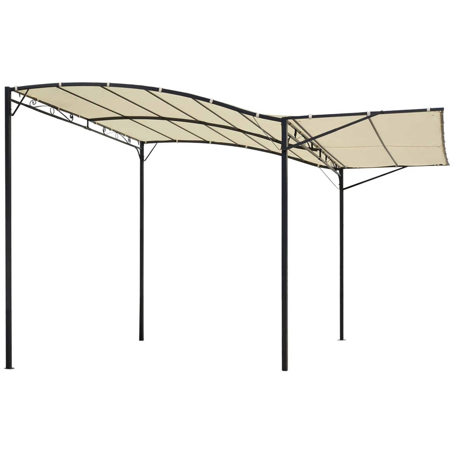 Furnicato Pavillon Mit Klappbarer Dacherweiterung 300x250x200-250 Cm Cremeweiß