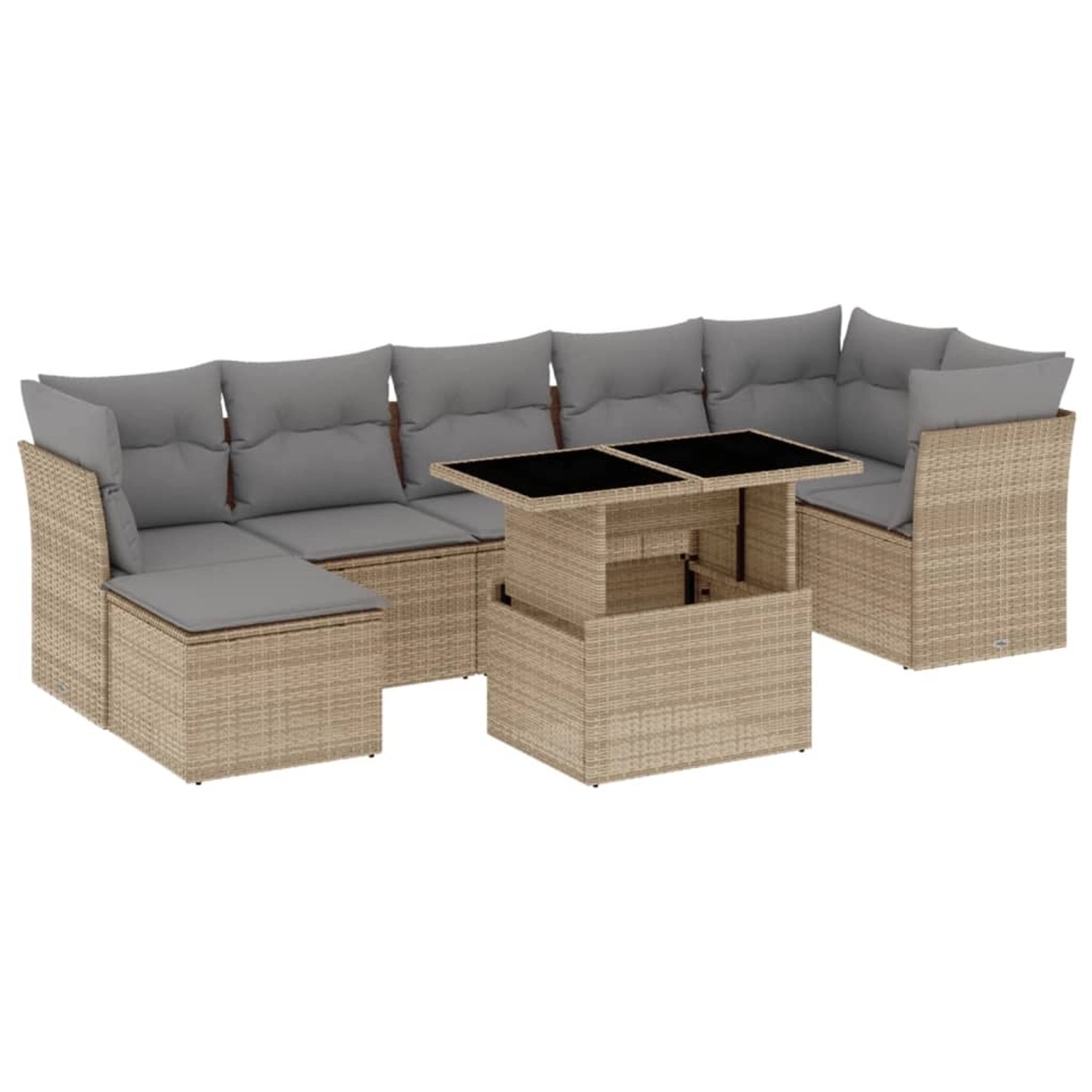 vidaXL 8-Tlg Garten-Sofagarnitur mit Kissen Beige Poly Rattan 3266749 günstig online kaufen