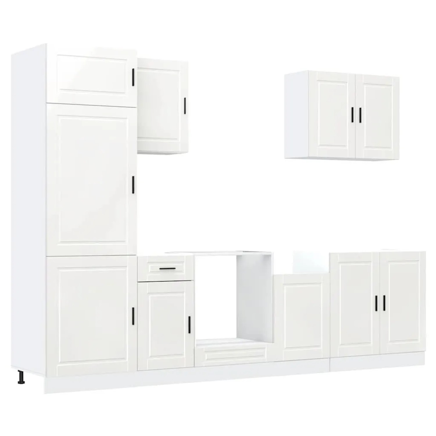 vidaXL 7 Tlg Küchenschrank-Set Porto Hochglanz-Weiß Holzwerkstoff 3314783