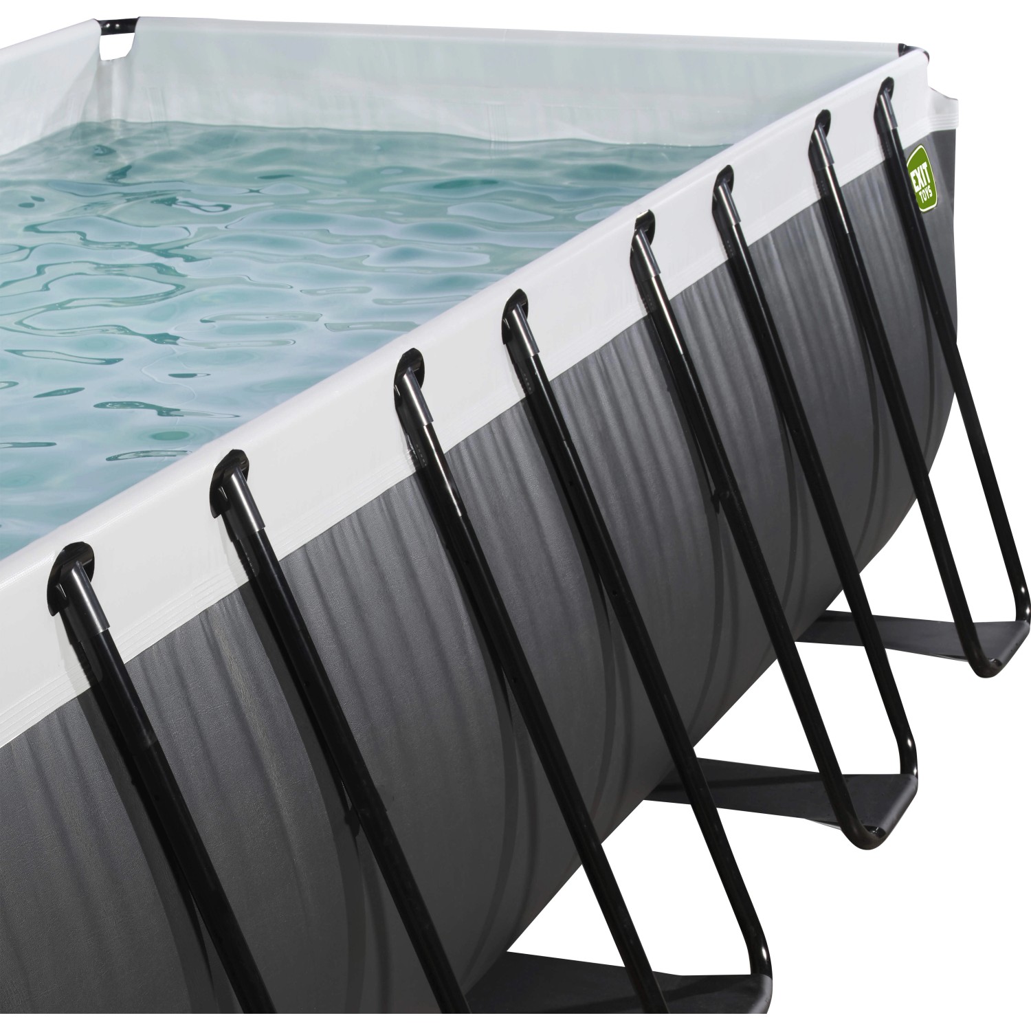 Exit Black Leather Pool, 400x200x100 cm, mit Sandfilterpumpe und Abdeckung. Stahlrahmenpool, Detailansicht.