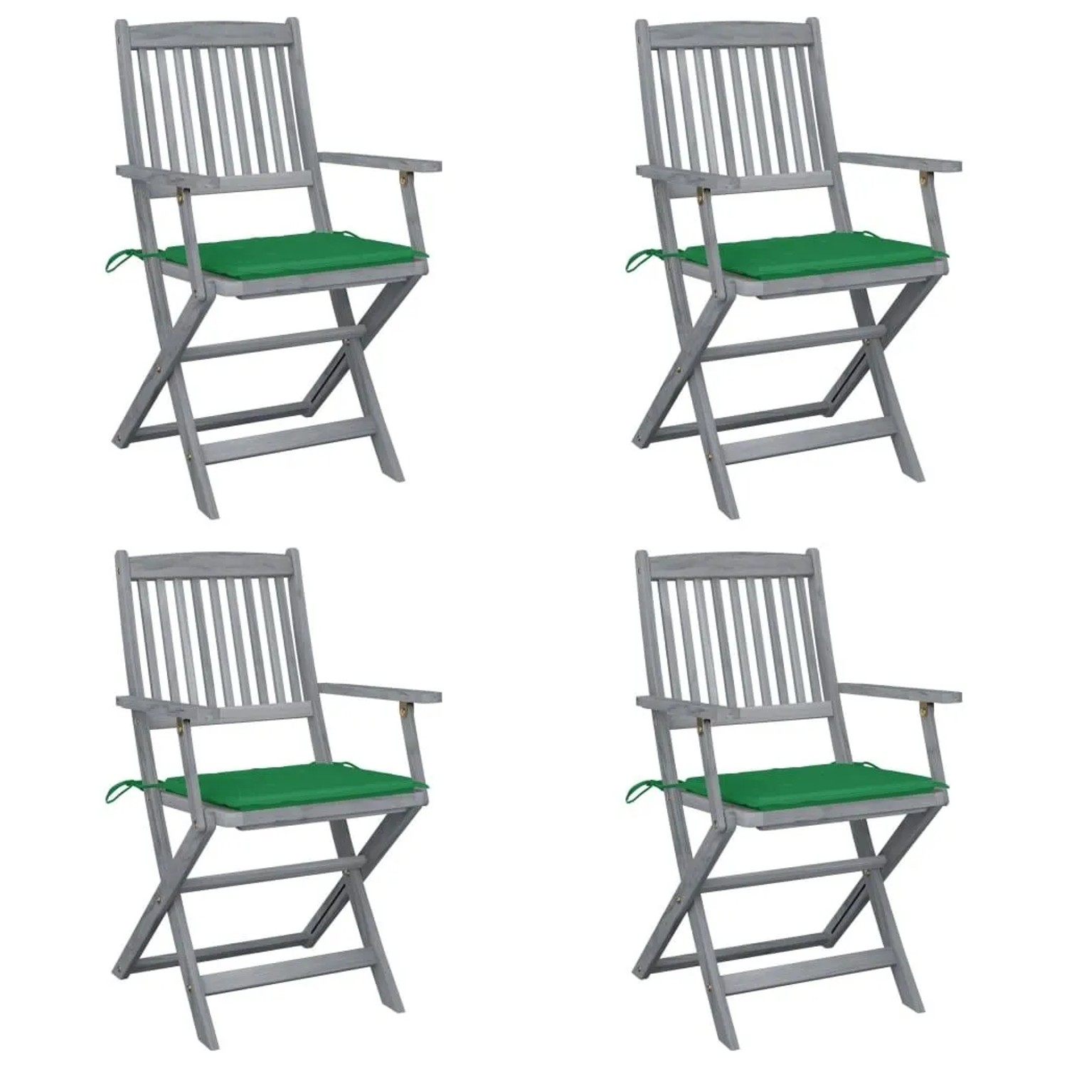 vidaXL Klappbare Gartenstühle 4 Stk mit Sitzkissen Massivholz Akazie 3064514