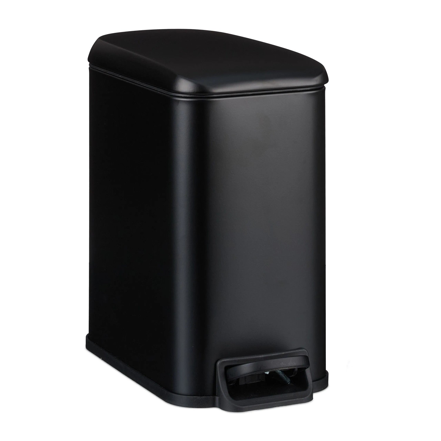 Relaxdays Badmülleimer Eisen Schwarz Softclose 5, 27 cm x 14 cm x 29 cm 1 kg