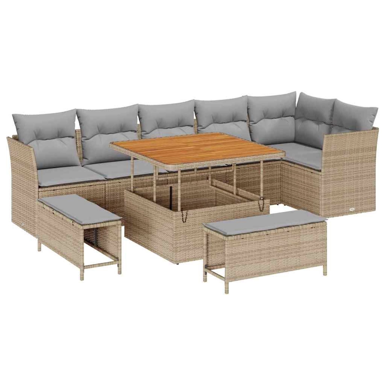 vidaXL Garten-Sofa-Set 9-Tlg Beige Poly Rattan 3361497 günstig online kaufen