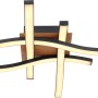 Moderne LED Deckenleuchte Evita, 43 cm, Schwarz/Holzoptik, warmweißes Licht.
