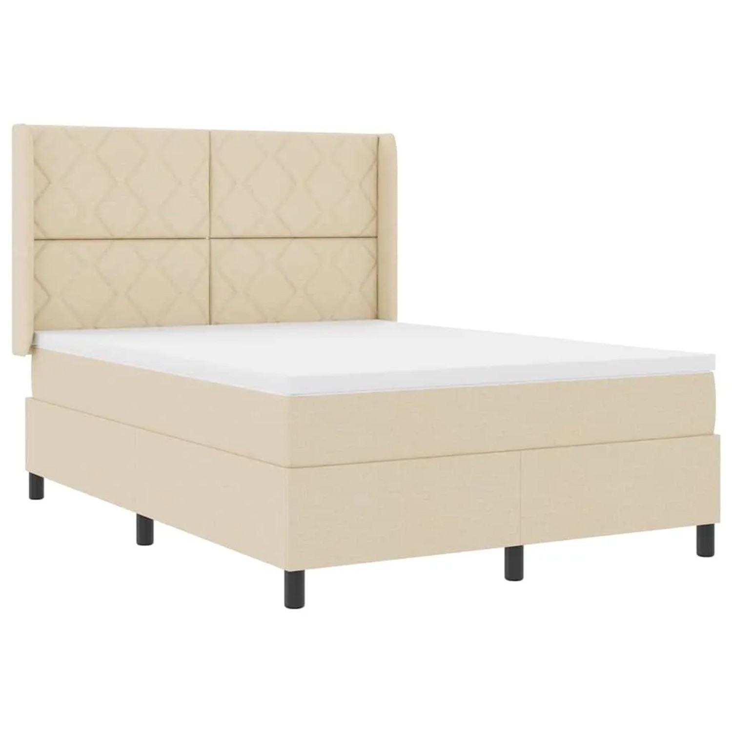vidaXL LED Boxspringbett mit Matratze Creme 160 x 200 cm Stoff 3343579