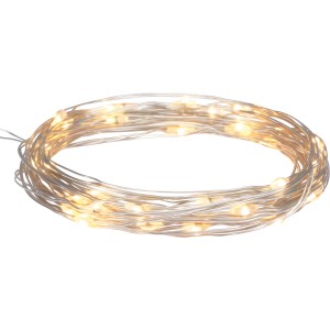 LED-Drahtlichterkette, 4 m lang, mit 40 warmweißen LEDs für Innen- und Außenbereich.