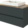 Held Möbel Einzelwaschtisch Ferrara, 100 cm, Grau Matt, mit Softclose und Keramikwaschbecken.