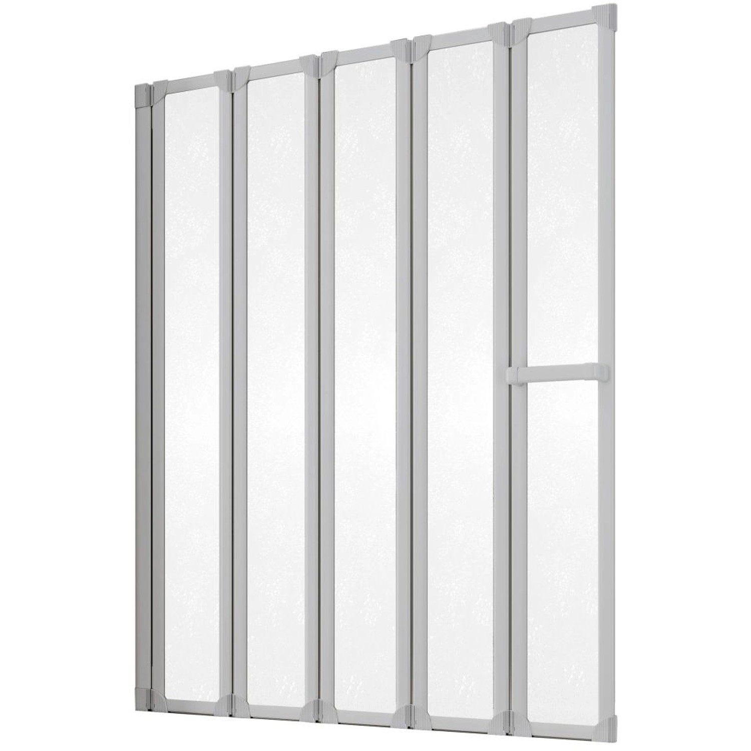 Schulte Badewannenaufsatz, 5-teilig, Kunstglas hell, Alunatur Rahmen.