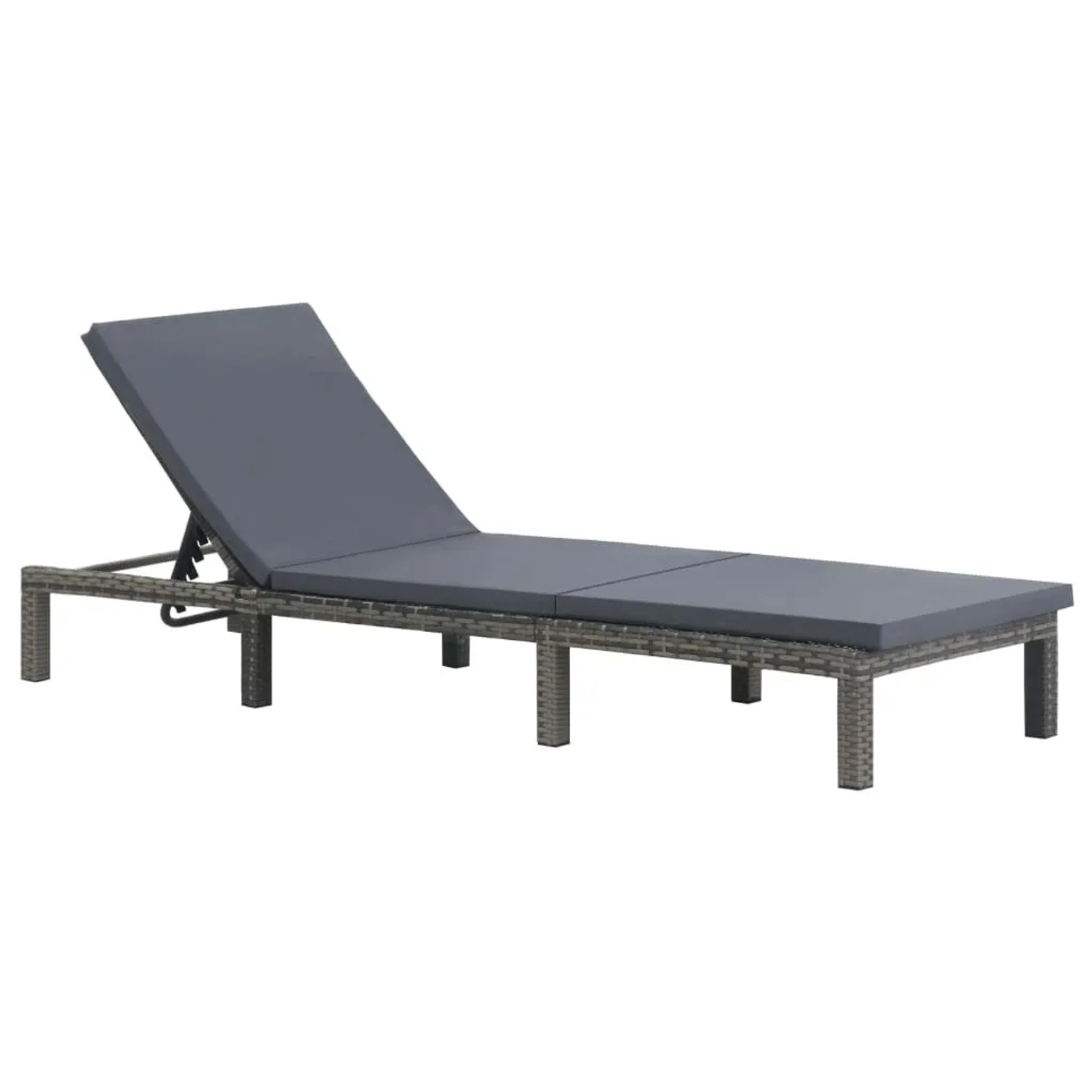 vidaXL Sonnenliege mit Auflage Poly Rattan Anthrazit Kissen-Farbe  Anthrazit