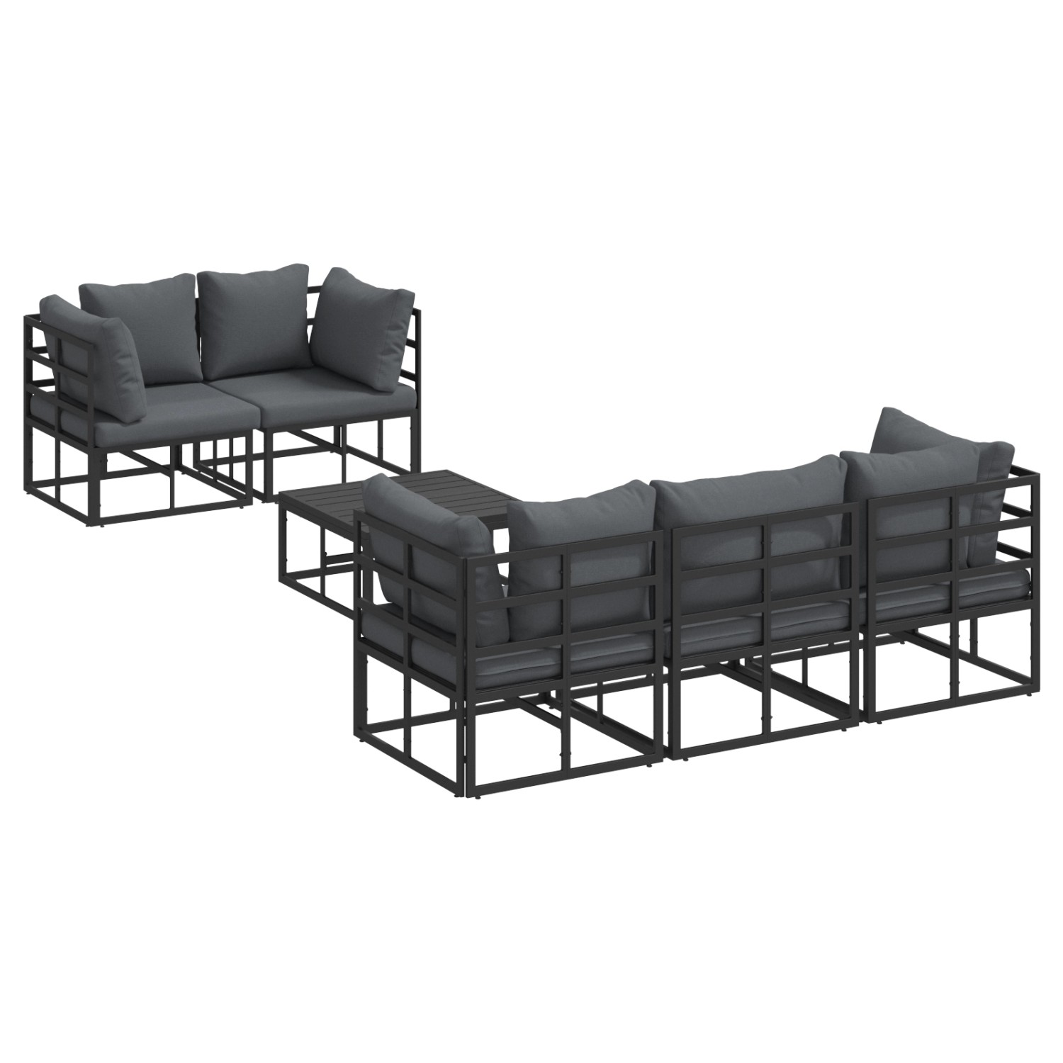 vidaXL Garten-Sofa-Set mit Kissen 6-Tlg Schwarz Aluminium 3378948 günstig online kaufen