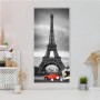 Banjado Magnettafel mit Paris-Motiv, 37x78cm. Magnetwand aus Metall mit rotem Auto und Eiffelturm.