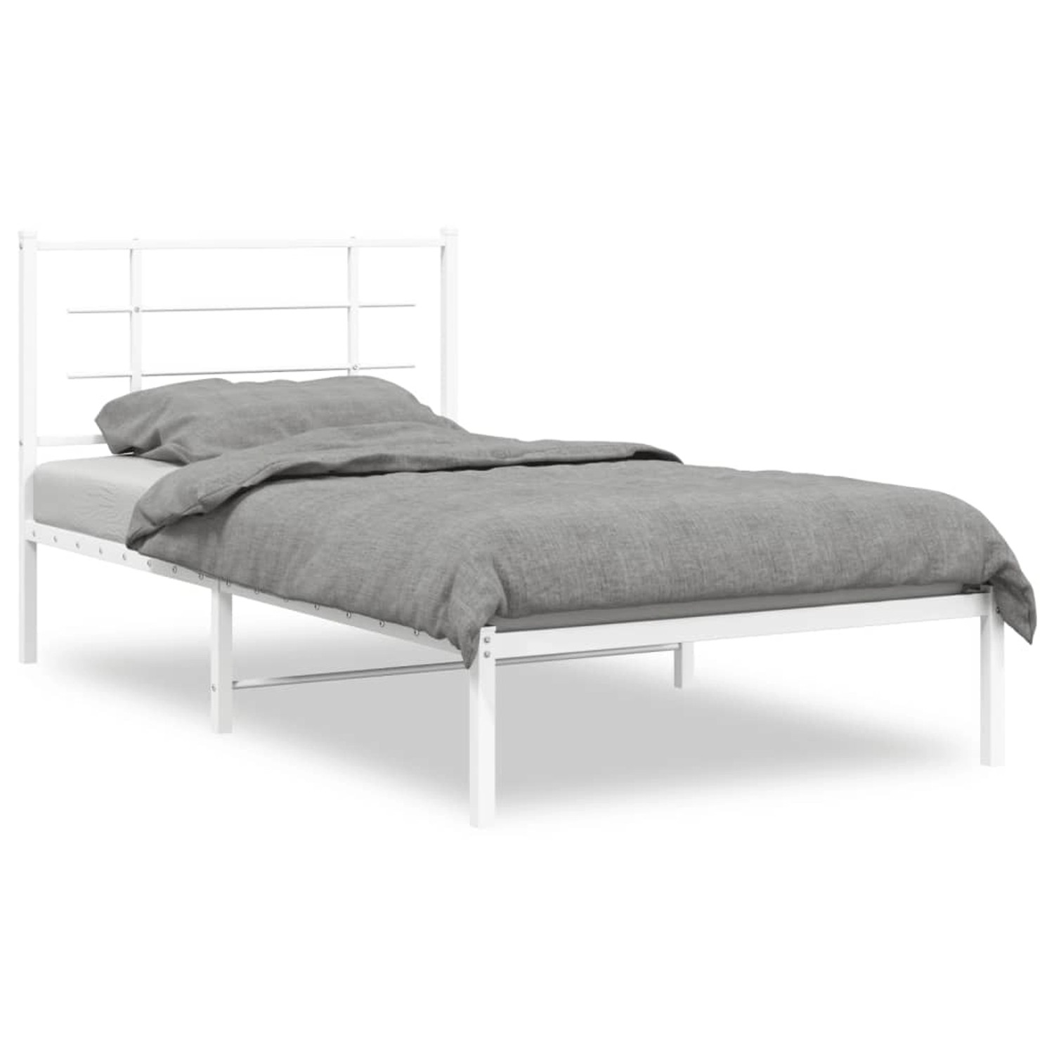 vidaXL Bettgestell mit Kopfteil Metall Weiß 100x190 cm 355604 günstig online kaufen