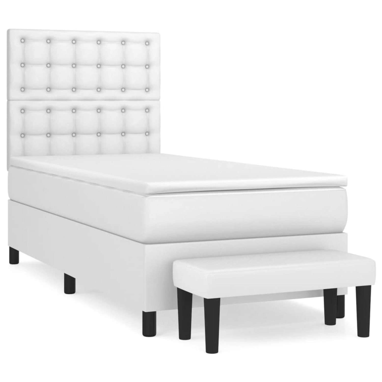 vidaXL Boxspringbett mit Matratze Weiß 90x200 cm Kunstleder1466450 günstig online kaufen