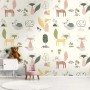 Bunte Waldtiere Tapete mit Füchsen für Kinderzimmer, Mädchenzimmer und Babyzimmer.