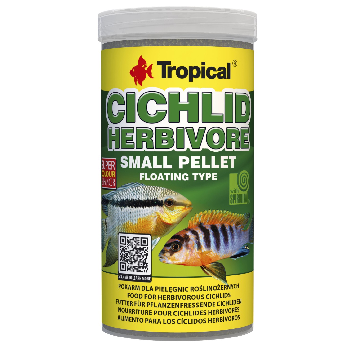 Tropical Fischfutter-Granulate Cichlid Herbivore Pellet S 250 ml