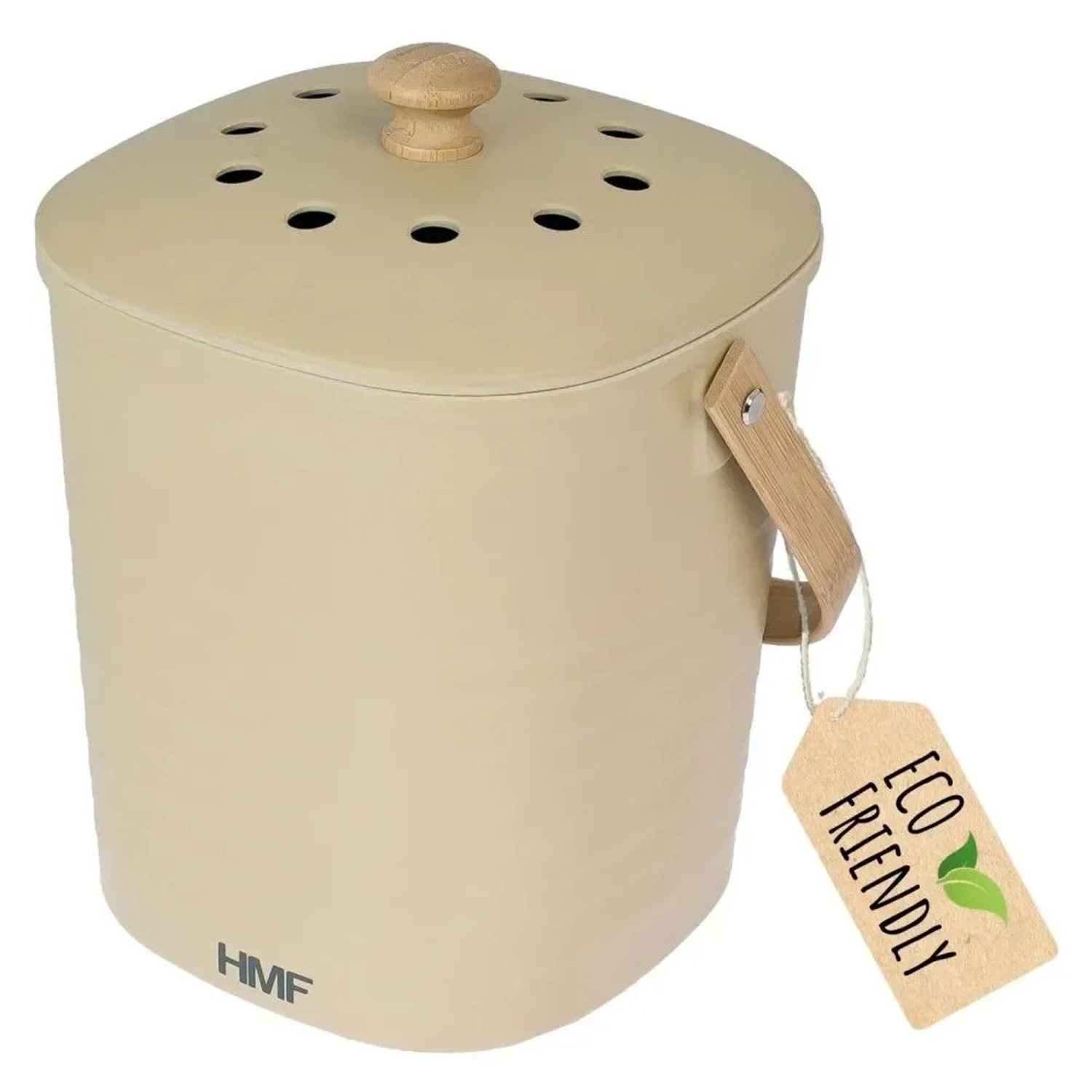 HMF 3780-3L-27 Biomülleimer Küche Geruchsdichter Komposteimer mit Deckel 3 Liter Beige