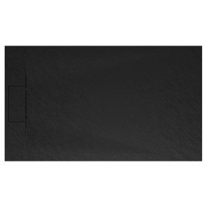 Rechteckige, extraflache Schulte Duschwanne ExpressPlus, 160x90 cm, in Anthrazit mit Steinoptik.