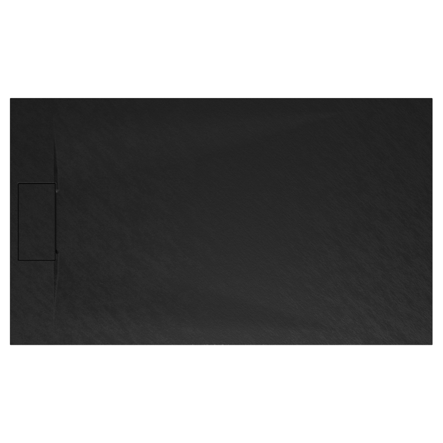 Rechteckige, extraflache Schulte Duschwanne ExpressPlus, 160x90 cm, in Anthrazit mit Steinoptik.