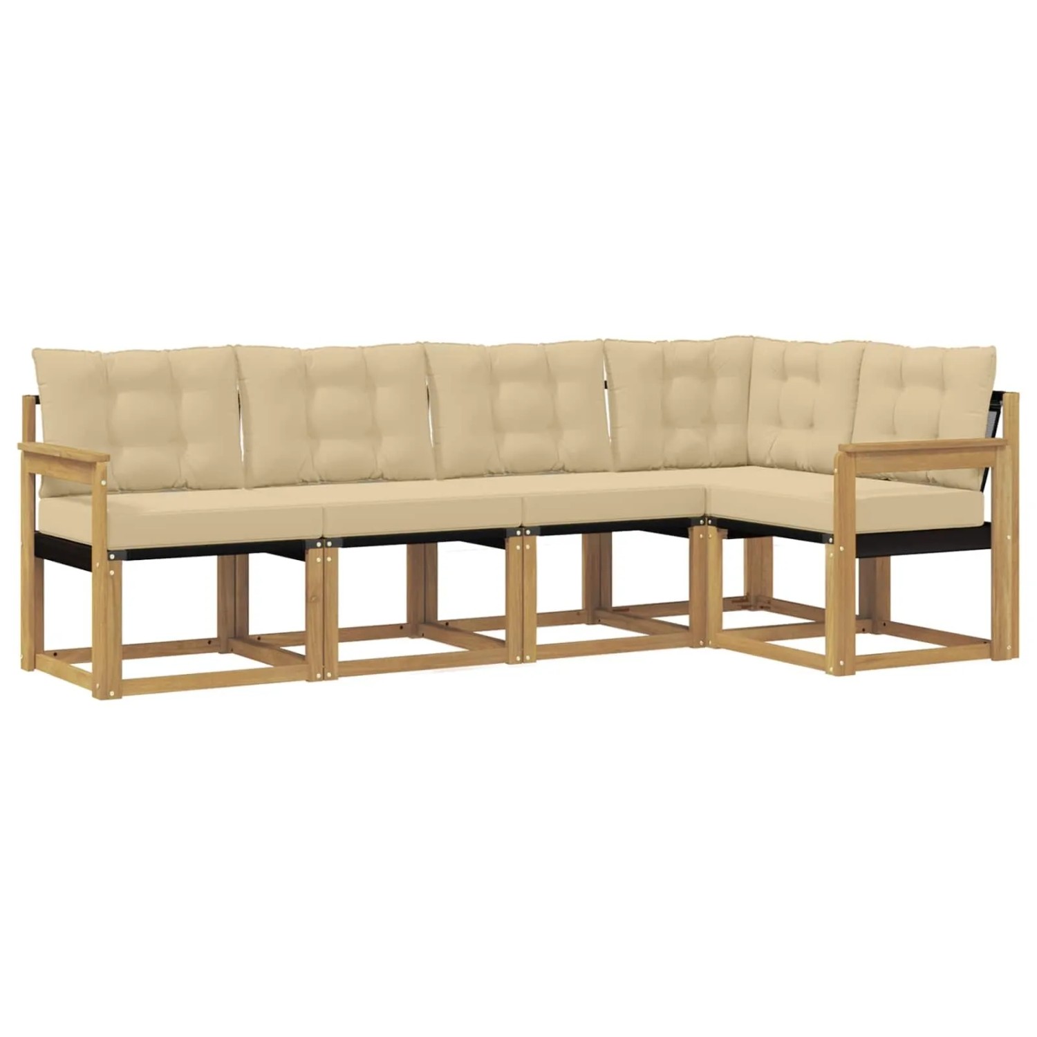 vidaXL Outdoor-Sofagarnitur mit Kissen 5-Tlg Weiß und Beige 3389471