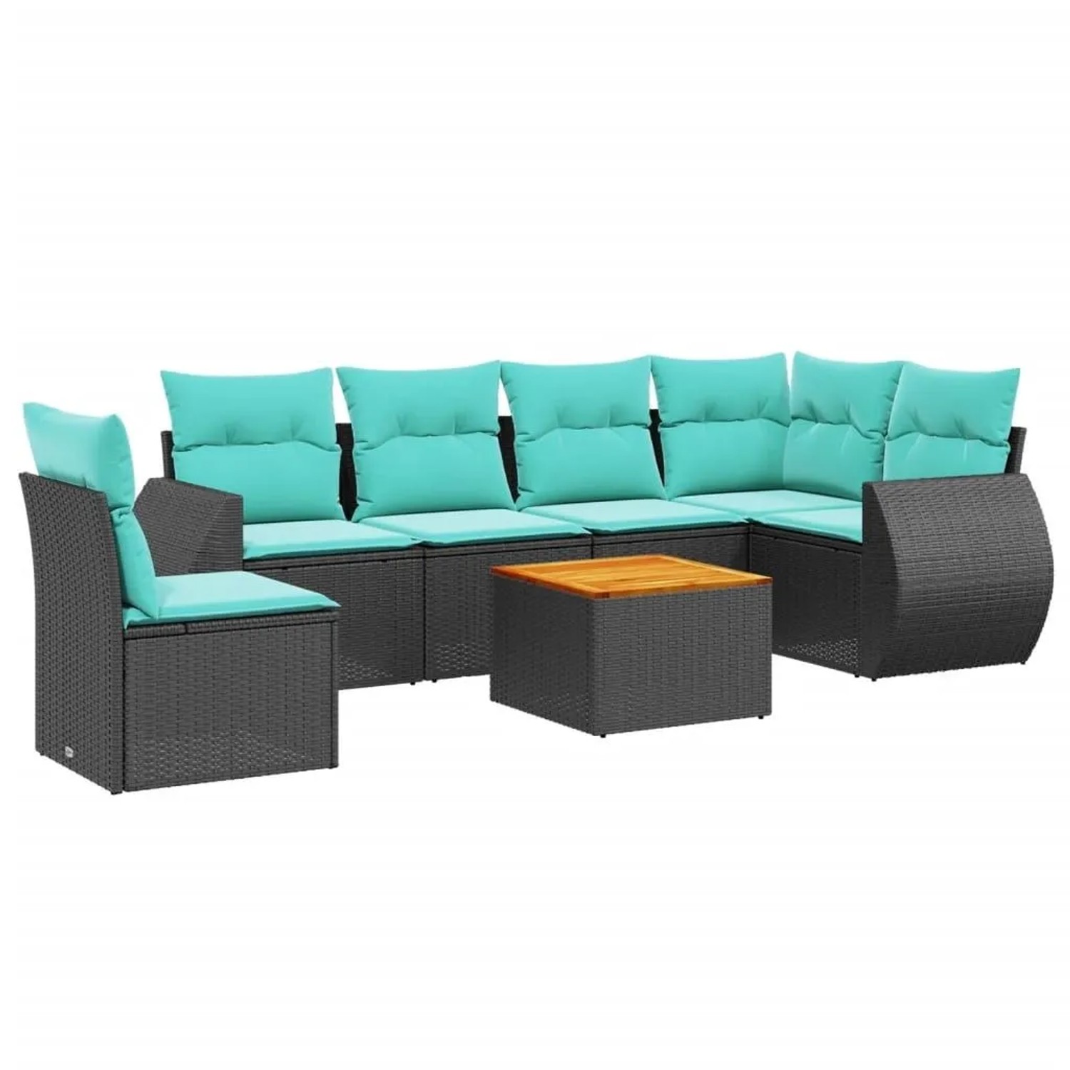 vidaXL 7-Tlg Gartensofa-Set mit Kissen Schwarz Polyrattan 3225028 günstig online kaufen