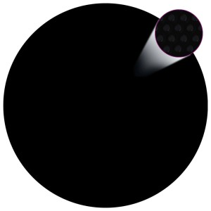 Schwarze furnicato Poolabdeckung, 488 cm Durchmesser, aus PE-Material mit Luftpolstern.