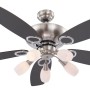 GLOBO Deckenventilator Jerry 130cm mit 5 grafitgrauen Flügeln, 5 Leuchten und Zugschnüren.