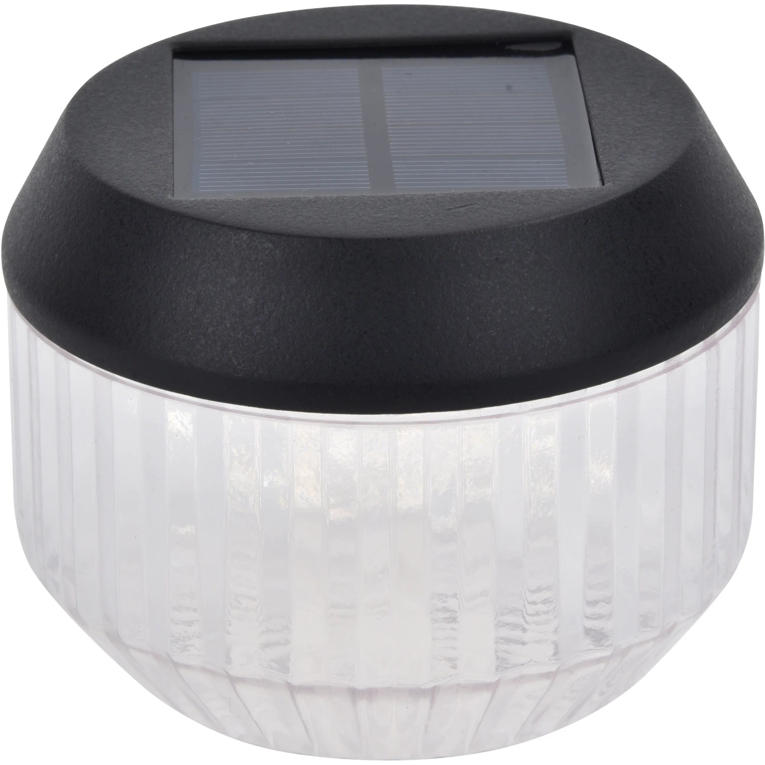Lutec Diva Solar-Tischleuchte, schwarz, 2er-Set. Deko-Leuchte mit Solarpanel und geriffeltem Diffusor.