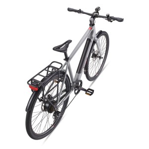 TELEFUNKEN UH200 Urban E-Bike in Aluminiumgrau, 28 Zoll mit Gepäckträger.