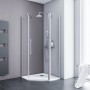 Schulte Fünfeckdusche Alexa Style 2.0 mit Alu-Natur Rahmen und klarem Glas, Komplettdusche.
