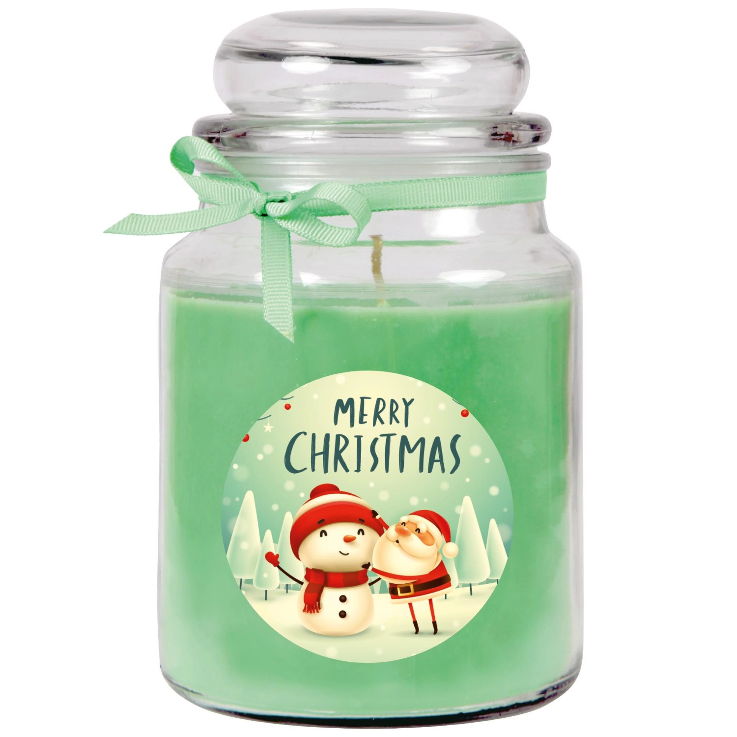 HS Candle Duftkerze & Glas Weihnachten Grün Bonbon 110h günstig online kaufen