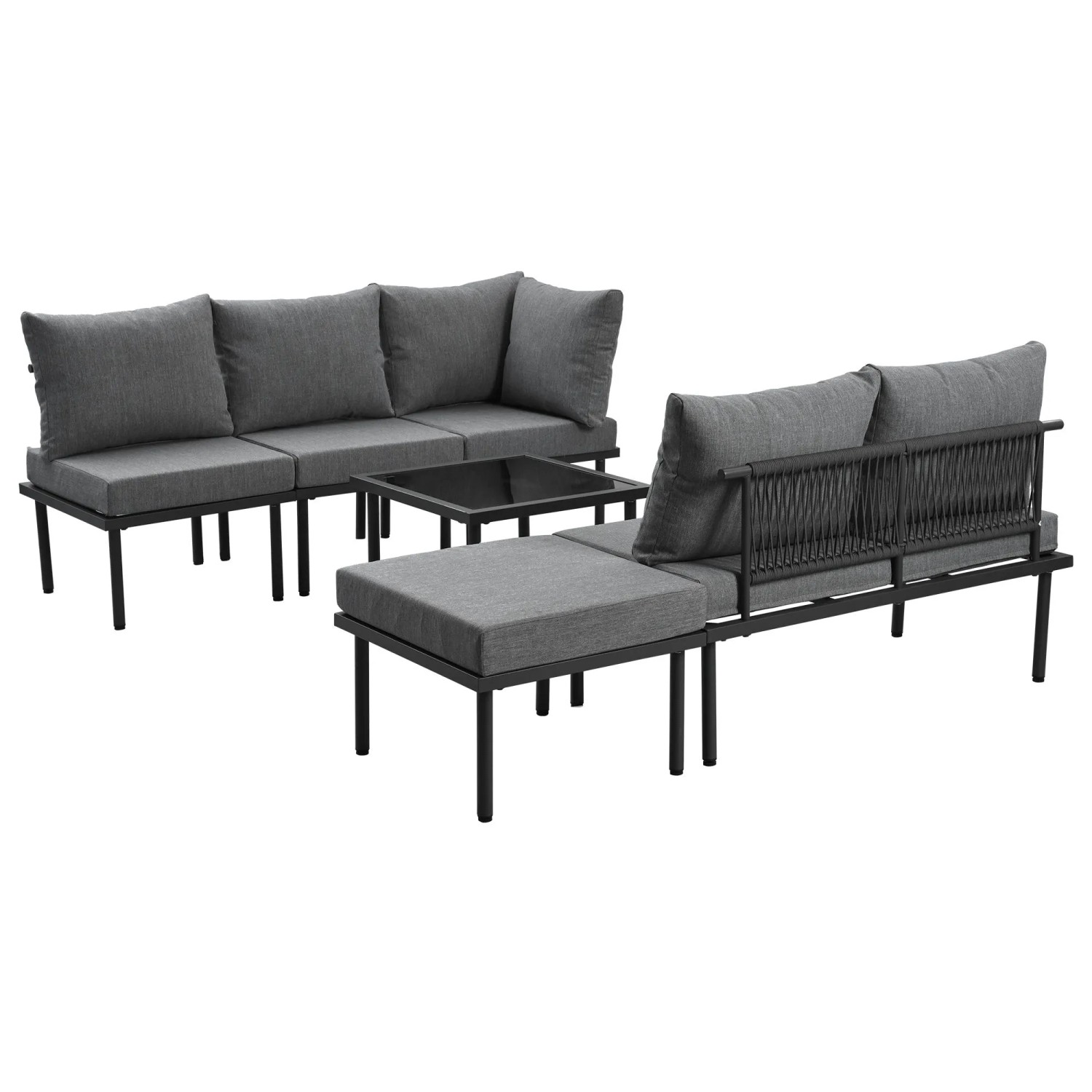Okwish Gartenmöbel Set Garten Loungesessel Set Mit Verzinktem Eisenrahmen Grau
