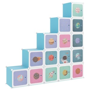 vidaXL Kinderschrank Modular mit 15 Würfeln Blau PP 340576