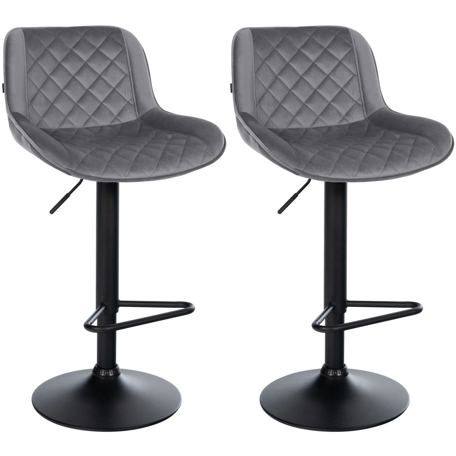 DELUKE 2er Set Barhocker KUHAR Samt Dunkelgrau 50x52x84cm Barstuhl Höhenverstellbar Mit Lehne Drehbar Tresenhocker Tresenstuhl