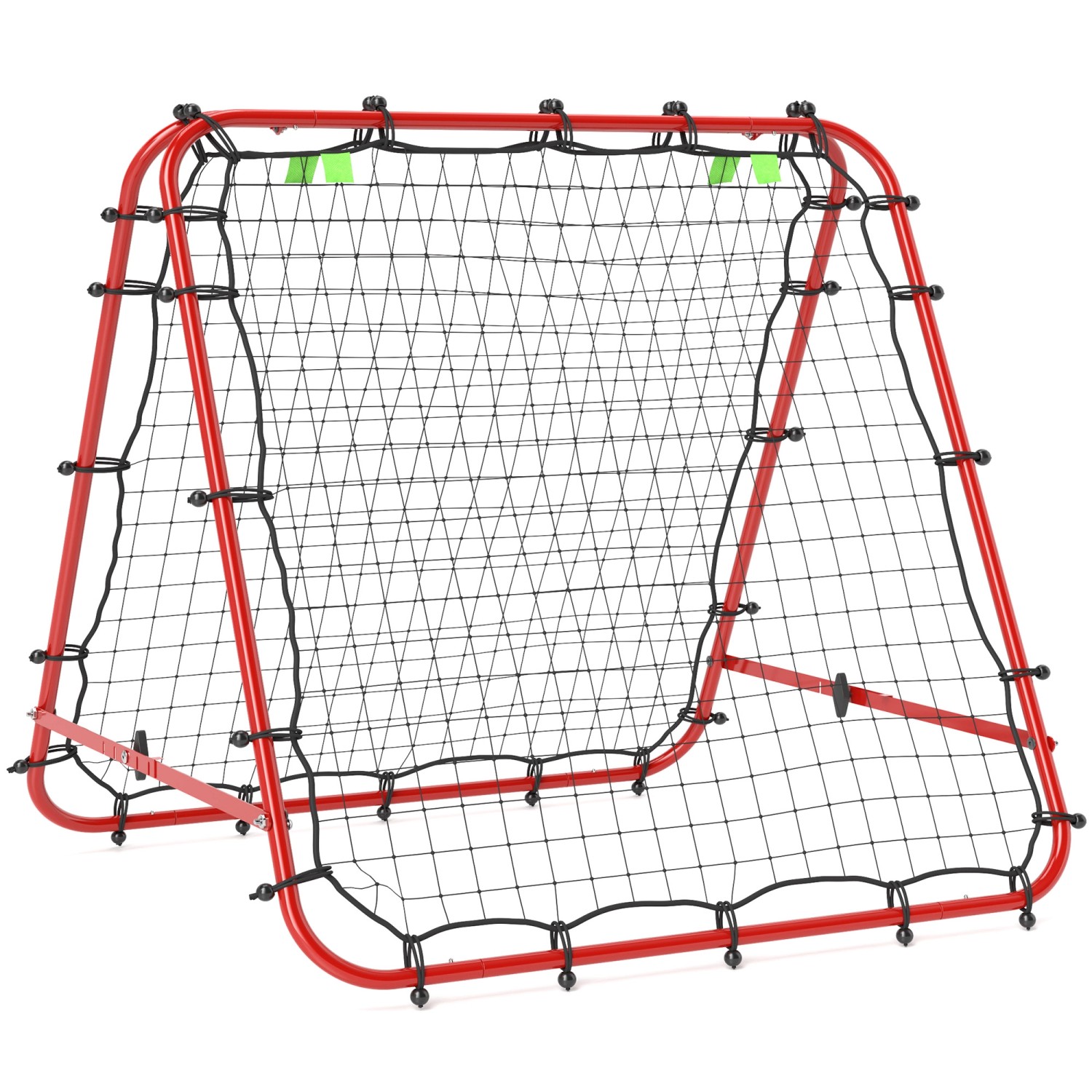 HOMCOM Fußball Rebounder Tragbar PE Stahl Rot 100L x 95T x 90H cm